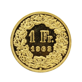 1 Zwitserse frank goudkleurige munt