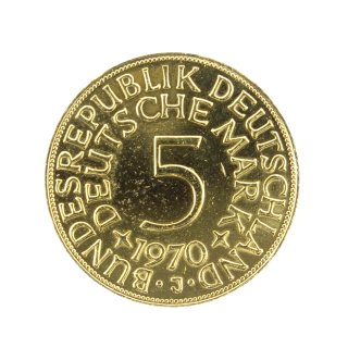 Moneda de 5 marcos chapada en oro