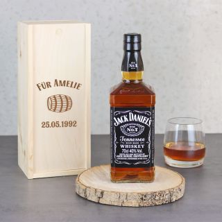 Jack Daniel&#039;s Whisky in personalisierbarer Holzkiste