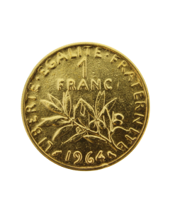 Moneda de 1 franco francés chapada en oro