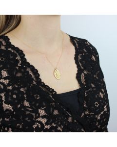 Halskette mit echtem Rosenblatt Anhänger vergoldet - Farbe Gold