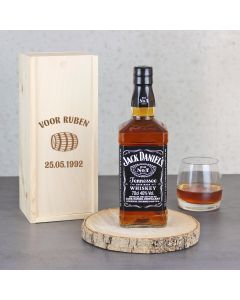Jack Daniel´s Whiskey in personaliseerbare houten kist