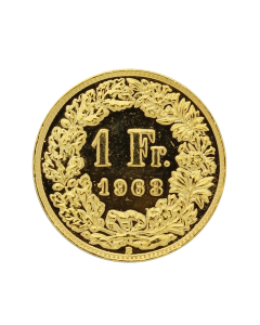 Moneda de 1 franco suizo chapada en oro