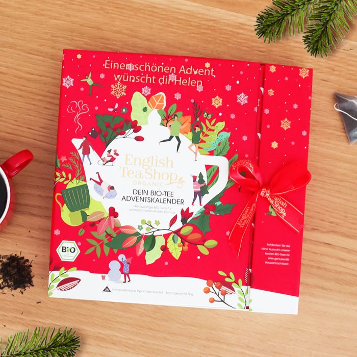 Gepersonaliseerde thee adventskalender in geschenbox