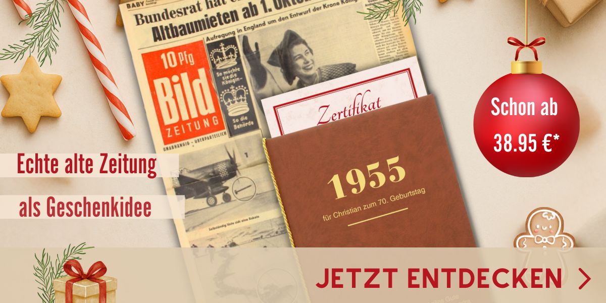 Alte Zeitung als Geschenk zu Weihnachten Alte Zeitung als Geschenk zu Weihnachten